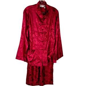 Bloomingdales Asian 3 Peice complete Vtge PJ's with bag Sz M never worn Magenta